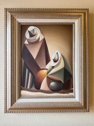 Julio Portocarrero Modern Cubist Acrylic Painting On Canvas