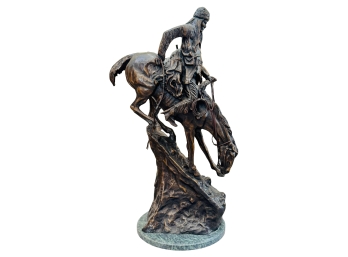 Bronze Sculpture By Artist Frederic Remington's Titled The Mountain Man