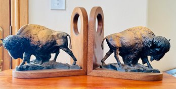 Dan Garrett  'Bookends, Little Buffalo' Bronze Book Ends Limited Edition 4/50
