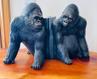 Pair Of Gorilla Bronze Book Ends- Signed And Numbered
