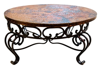 Wrought Iron Round Copper Top Coffee Table