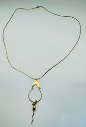 Vintage 14k Yellow Gold Sculptural Pendant With 14k Yellow Gold Chain