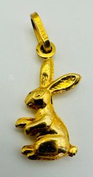 14k Yellow Gold RABBIT 3D (3 Dimensional) Solid Pendant