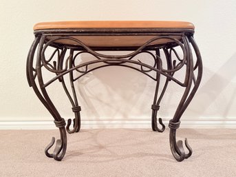 Wrought Iron Accent Table With Wood Top