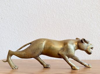 Art Deco Brass Stalking Big Cat Figurine