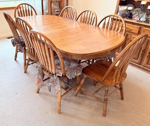 Classic Oak Oval Dining Table With 8 Chairs