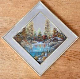 Hand Painted Landscape On Mirror By W. Clemons
