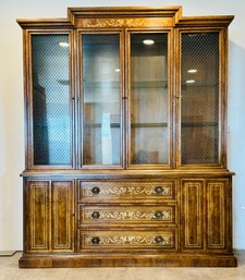 Vintage Wooden Glass Door Lighted China Hutch