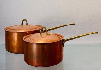 Paul Revere Ware Copper Saucepans With Lids