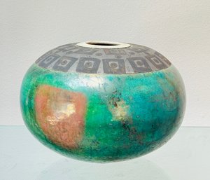 Bob Smith Pottery Signed Raku Pottery Vase