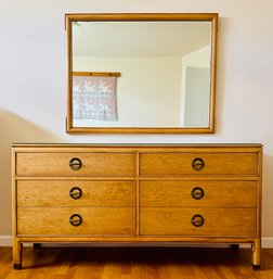 Mid Century Modern Don Bar Style Chest, 6 Drawers. Capped Feet With Mirror By Century Furniture