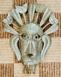 Vintage Mexican Tin Folk Art Mask