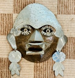 Vintage Mexican Tin Folk Art Mask
