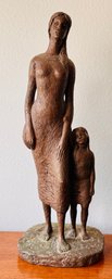 Vintage Chalkware Sculpture From Austin Productions 1965 And Is Titled 'Old Woman & Child'