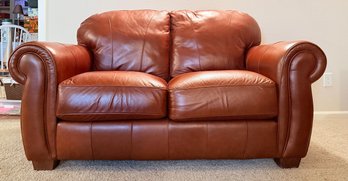 Lane Furniture Brown Leather Loveseat 1 Of 2