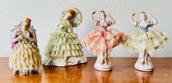 Vintage German Dresden Porcelain Lace Figures