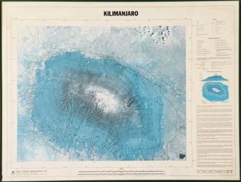 Framed Vintage Topographical Map Of Mount Kilimanjaro