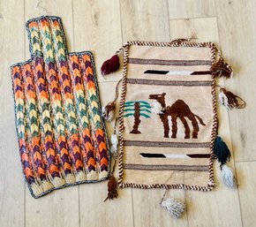 Traditional Moroccan Tribal Geometric Weaving And Camel Kilim