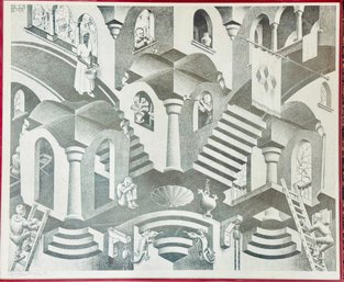 Convex And Concave By Maurits Cornelis Escher Print Signed By Artist