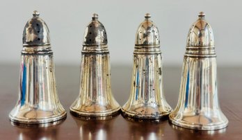 4 Crown Sterling Silver Weighted Salt And Pepper Shakers