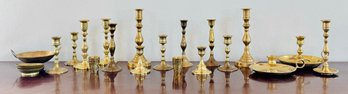 Collection Of Brass Candleholders