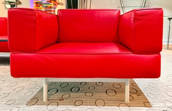 Cassina Reef Swivel Armchair Designed By Piero Lissoni In Red