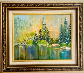 Framed Bear Lake Oil On Canvas  By Cathy O. Canna