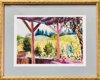 B. Forrest Framed Vineyard Watercolor Painting- Signed And Numbered