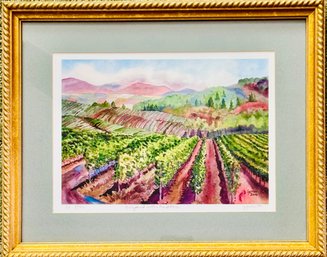 B. Forrest  Framed Vineyard Watercolor Painting- Signed And Numbered