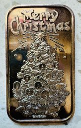 .999 FINE Silver Troy Ounce Merry Christmas Ingot
