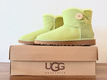 UGG Lime Green Suede Mini Baily Button Boots