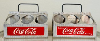 Vintage 1950s Coca-Cola Aluminum 6-bottle Carriers Featuring A Moveable Wire Handle