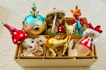 Vintage De Carlini Italian Blown Glass Christmas Ornaments
