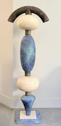 'Totem XX' BY Bob Smith Raku Pottery Stacked Organic Geometric Totem Sculpture 1998