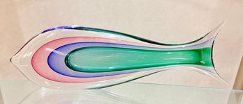 Murano Sommerso Art Glass Fish Signed By Artist Luigi Onesto