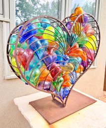 ' No Broken Hearts ' Handcrafted Heart Sculpture By Bloyd Art Glass