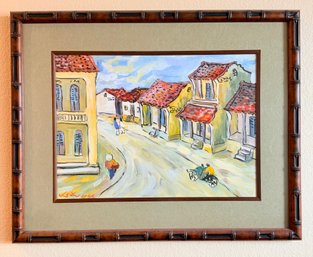 Vibrant Southeast Asian Street Scene, Signed Print