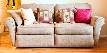 La-Z-boy Beige Textured Fabric Reclining Loveseat