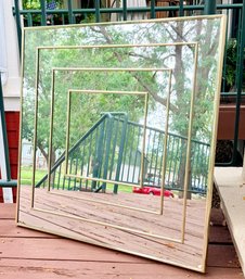 Vintage 1970s Mid-century Modern 'Op Art' Geometric Concentric Square Wall Mirror