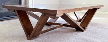 Hand Crafted Contemporary Rectangular Wood Coffee Table With Stone Top Insert