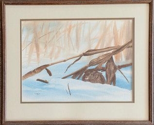 Rabbit In Winter Landscape Framed Print