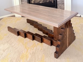 Abstract Modern Handcrafted Wood Coffee Table