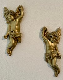 Pair Of Wall Hanging Cherub Angels