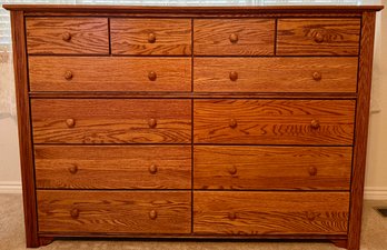 Mission Or Shaker-style Oak Dresser With A Honey-colored Finish