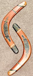 Pair Of Handmade Wooden Boomerangs