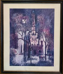 'Chicago Water Tower At Night' By Alex F. Yaworski Lithograph Print