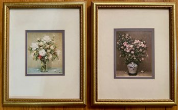 Pair Of Vintage Floral Still Life Prints By Marcel Dyf