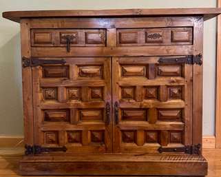 Spanish Baroque-style Solid Wood Buffet On Wheels