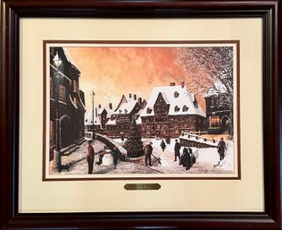 Vintage Framed Winter Painting 'Christmas At Gansberg'