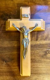Vintage Last Rites Wood Crucifix With Holy Water Bottle And Candles